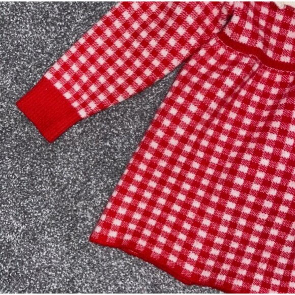 Vintage Infant Girl's Sweater Dress Red White/ Kitty 6-9 Months Cashmere Blend - Picture 8 of 13